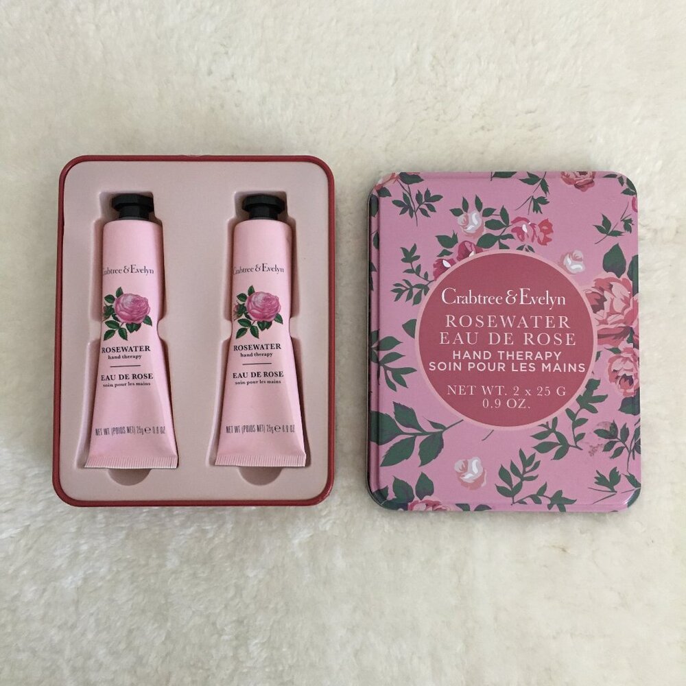 Crabtree And Evelyn Rosewater Hand Therapy  New In Tin 2 x 25g